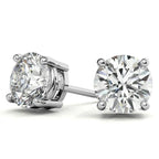 Lab Grown Diamond stud earrings featuring two round brilliant cut white diamonds in 14k gold over sterling silver setting with push-back closures