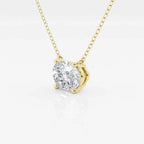Lab Grown Diamond solitaire pendant with a round clear stone set in a classic 14K yellow gold chain necklace