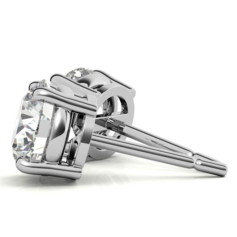 Lab Grown Diamonds 4.00 CTW stud earrings featuring round brilliant-cut stones in 14K white gold with push-back closures