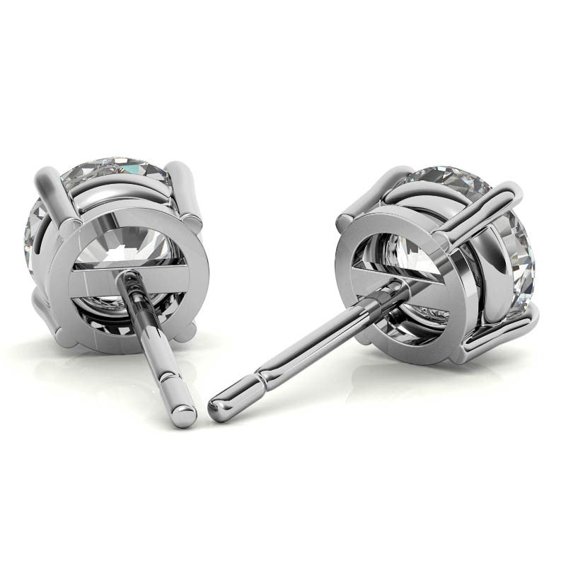 Lab Grown Diamonds 4.00 CTW round brilliant cut stud earrings set in 14K white gold with push-back closures