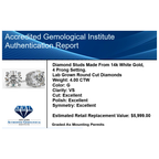 Lab Grown Diamonds 4.00 CTW round brilliant cut stud earrings in 14K white gold with 4 prong settings