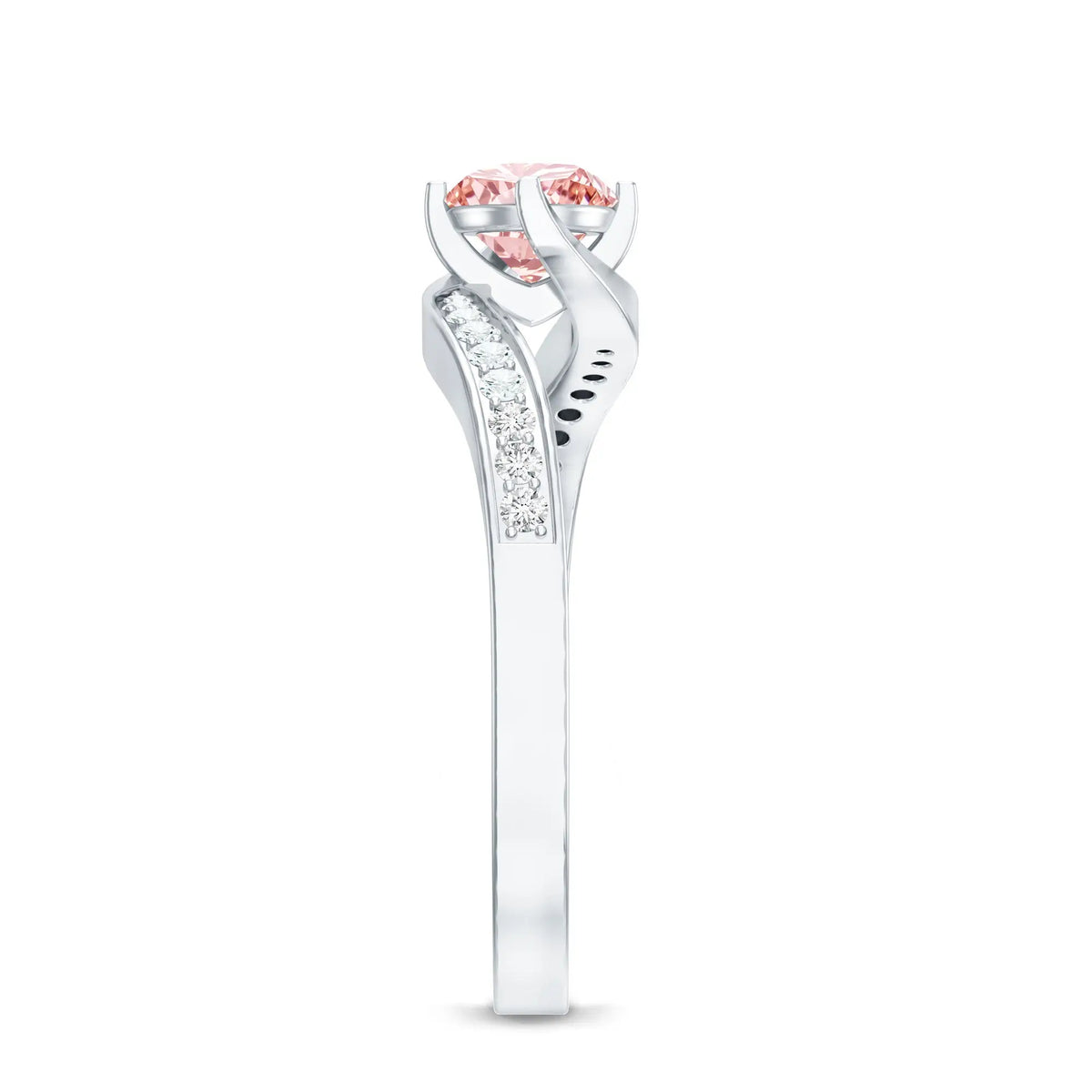 Lab Grown Pink Diamond Bypass Engagement Ring with IGI Certificate
