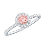 Lab Grown Pink White Diamond Halo Engagement Ring with IGI Certificate
