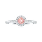 Lab Grown Pink White Diamond Halo Engagement Ring with IGI Certificate