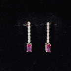 Lab Grown Ruby and Diamond Dangle Earrings For Women