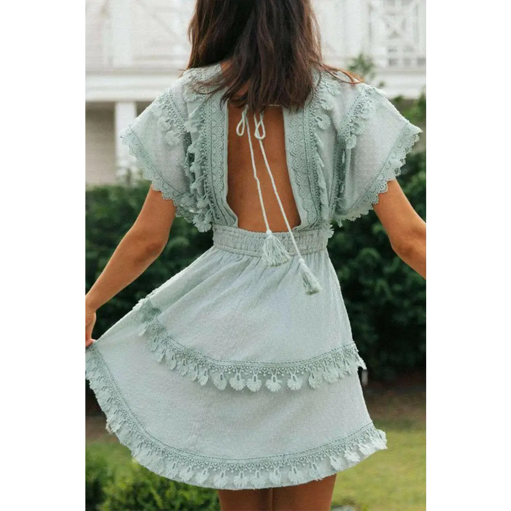 Lace detail plunge mini dress redefines luxury fashion for women $29.16 the bust size is the definitive body reference