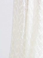 Lace Mock Neck white long sleeve maxi dress with geometric lace pattern and lined polyester fabric