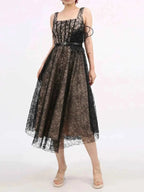 Lace Square Neck Midi Dress