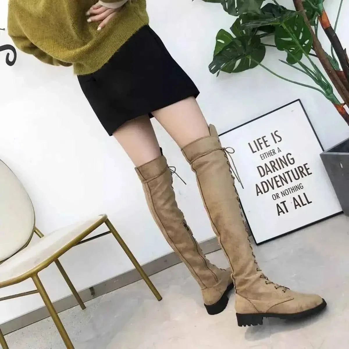 Lace-Up Over-the-Knee Boots