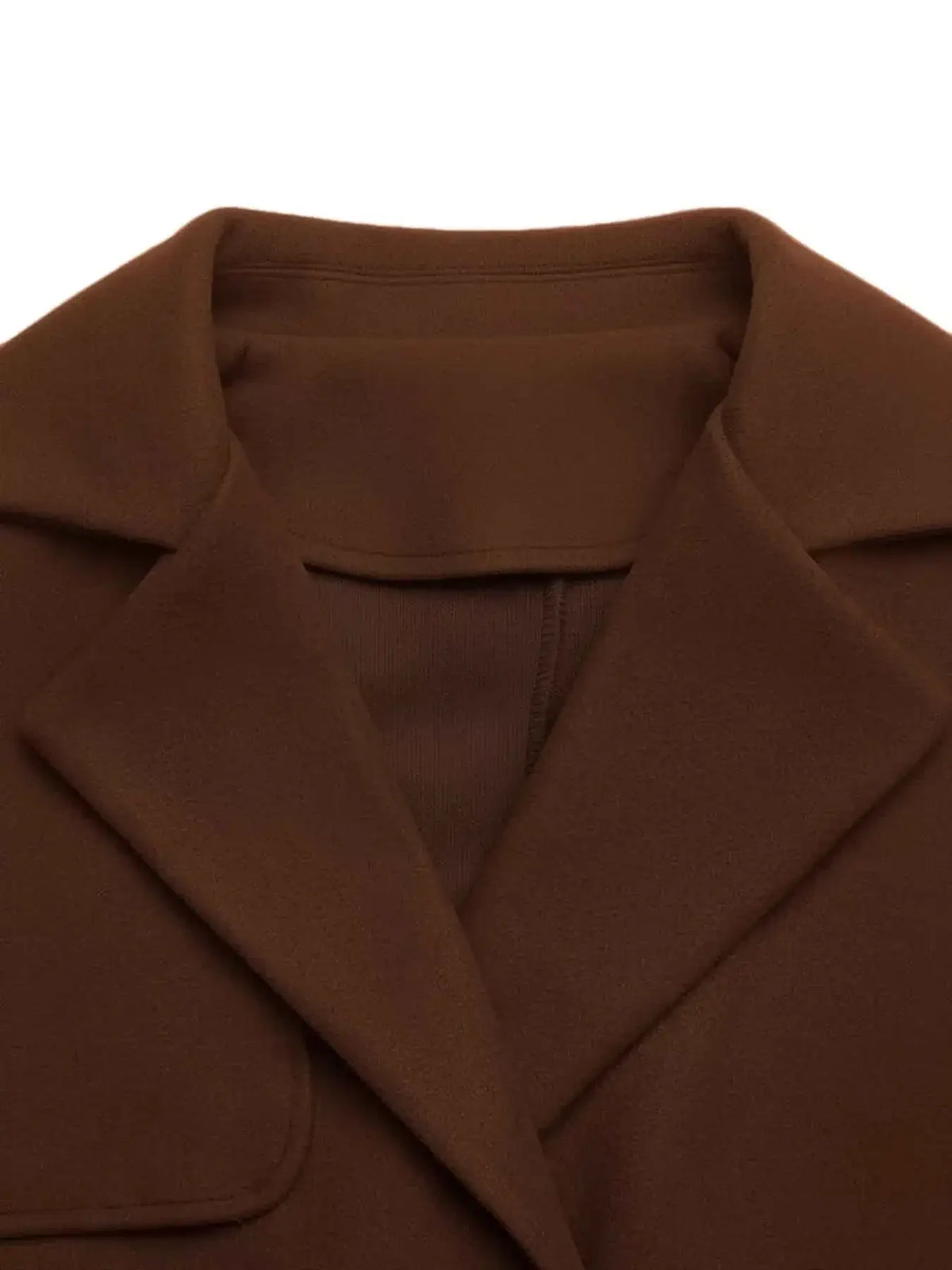 Lapel Collar Belted Wool Blend Coat