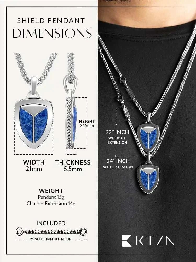Lapis Lazuli Shield Pendant Necklace - Maven Couture IncShield Pendant