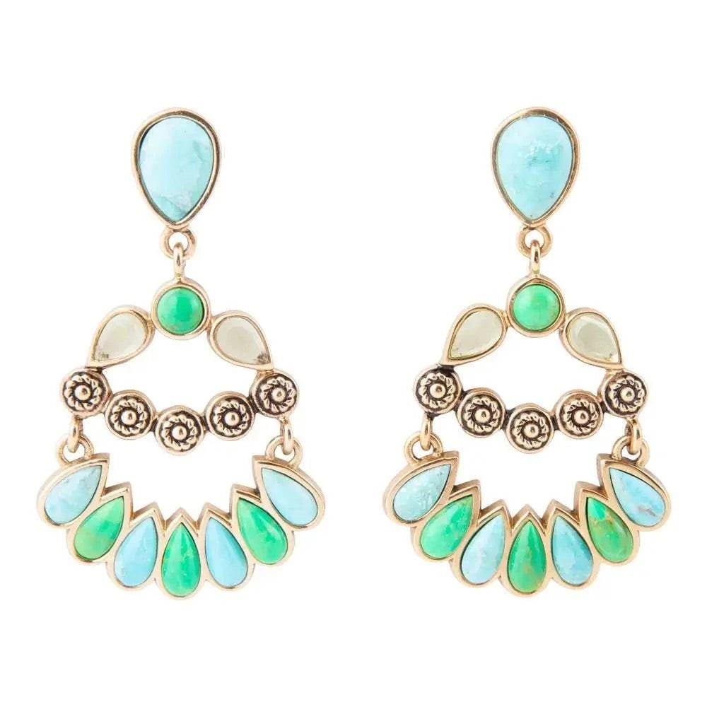 Legacy Blue and Lime Turquoise Golden Post Drop Earrings - Maven Couture IncEarrings