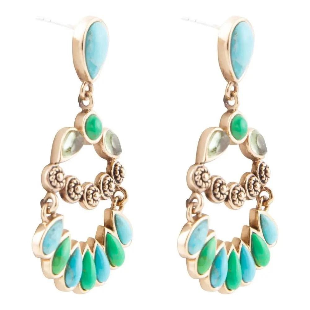 Legacy Blue and Lime Turquoise Golden Post Drop Earrings - Maven Couture IncEarrings