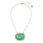 Legacy Lime Green and Blue Turquoise Golden Pendant Necklace - Maven Couture IncNecklaces