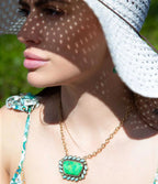 Legacy Lime Green and Blue Turquoise Golden Pendant Necklace - Maven Couture IncNecklaces