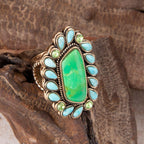 Legacy Lime Green and Blue Turquoise Golden Statement Ring - Maven Couture IncRings