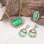 Legacy Lime Green and Blue Turquoise Golden Statement Ring - Maven Couture IncRings