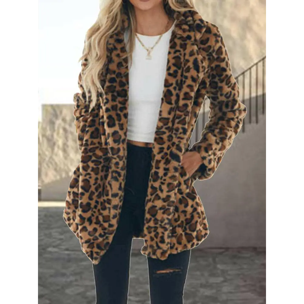 Chic leopard collared neck coat in timeless luxury fashion for women $36 a chic basic style that effortlessly blends