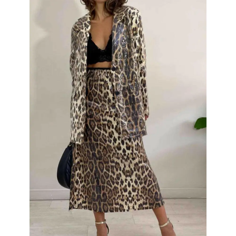 Leopard lapel collar blazer for luxurious women’s fashion $68.02 immerse yourself in the allure of a basic style