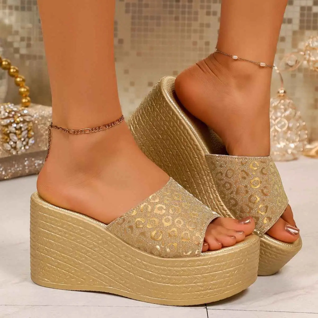 Leopard Open Toe Platform Sandals