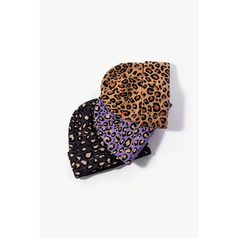 Chic leopard pattern cuffed beanie in luxury fashion for women $13.99 picture flat lay beanie pattern leopard 50%