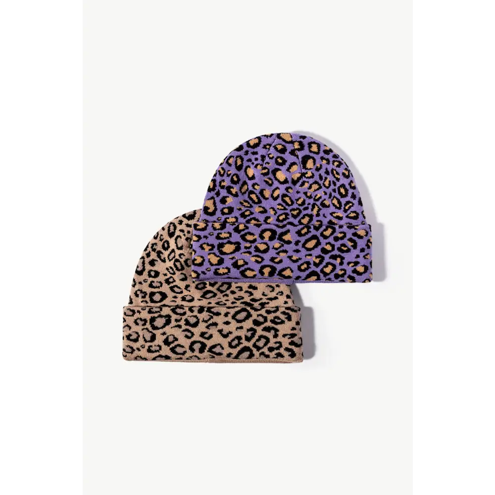 Chic leopard pattern cuffed beanie in luxury fashion for women $13.99 picture flat lay beanie pattern leopard 50%