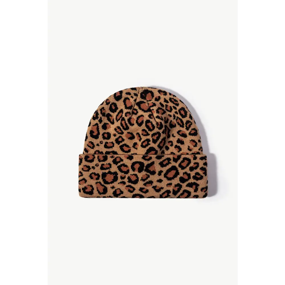 Chic leopard pattern cuffed beanie in luxury fashion for women $13.99 picture flat lay beanie pattern leopard 50%