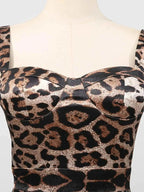 Leopard Print Bodycon Back Slit Midi Dress