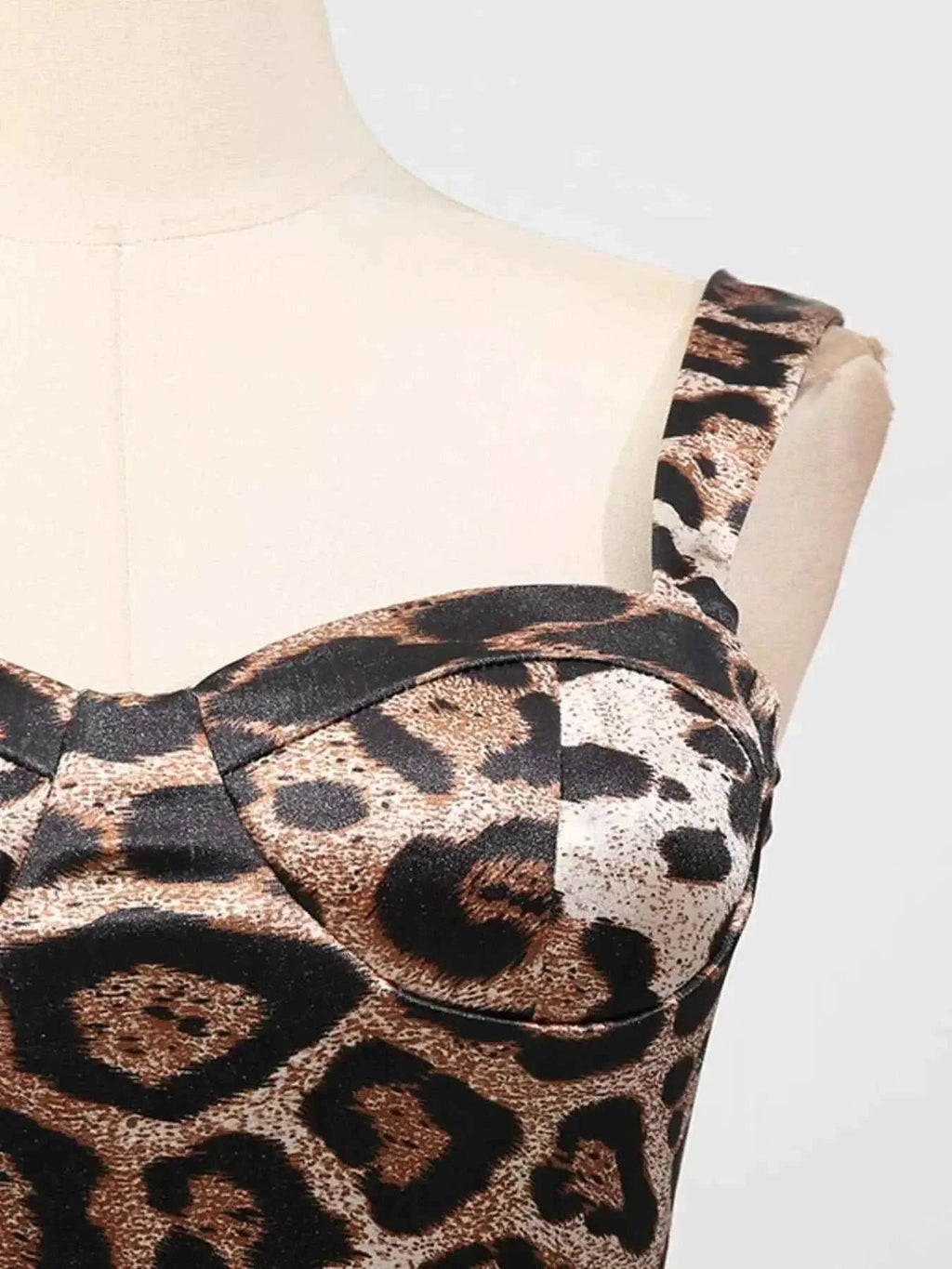 Leopard Print Bodycon Back Slit Midi Dress