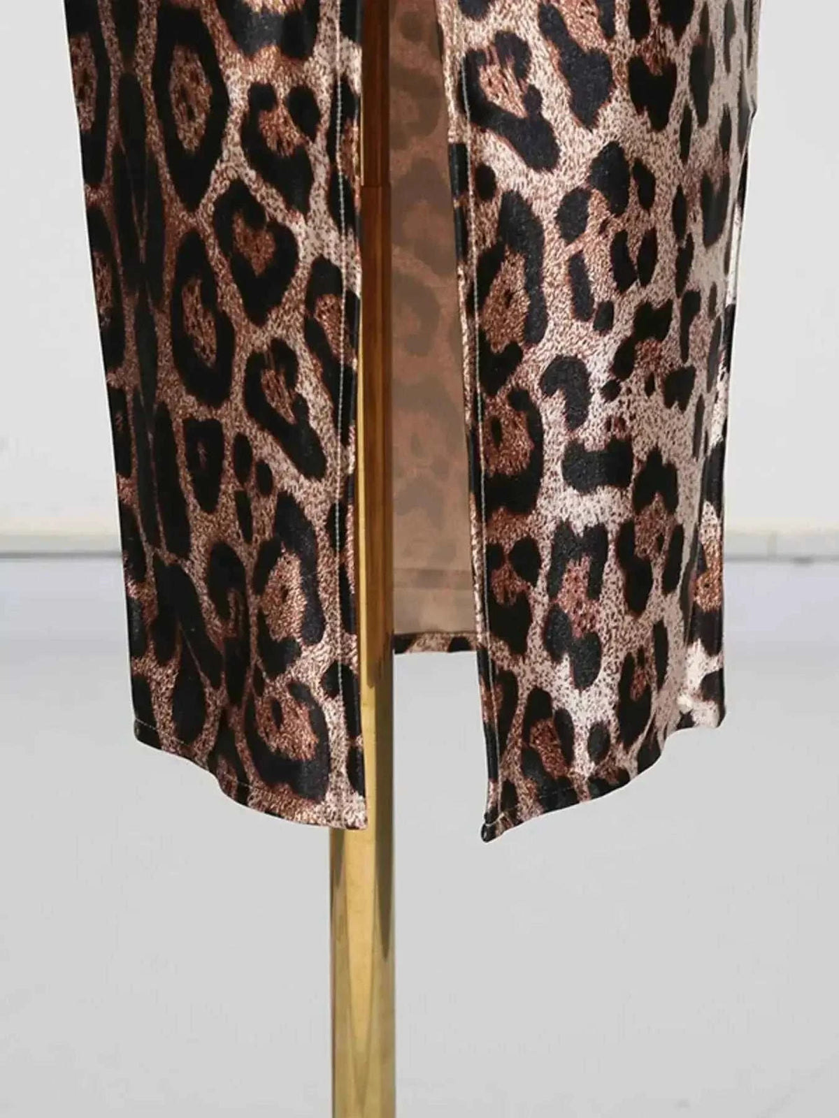Leopard Print Bodycon Back Slit Midi Dress