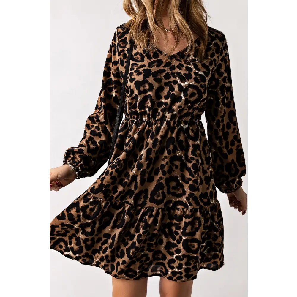 Chic leopard print mini dress for luxury fashion enthusiasts $27 casual dresses crafted for the modern woman. Sizing