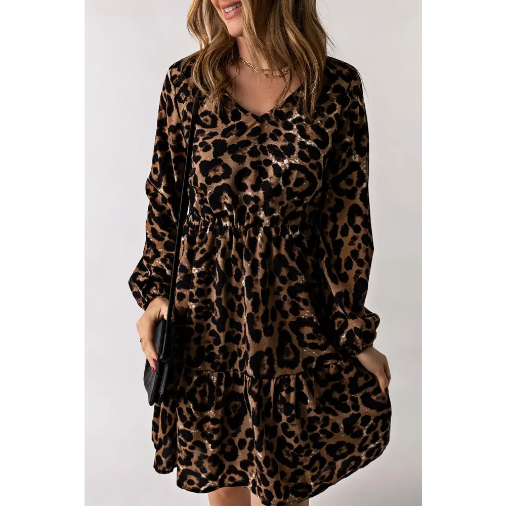 Chic leopard print mini dress for luxury fashion enthusiasts $27 casual dresses crafted for the modern woman. Sizing