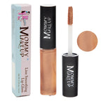 Line Smoothing Lip Gloss in shimmery warm honey tone with black cap and applicator wand, paraben-free formula