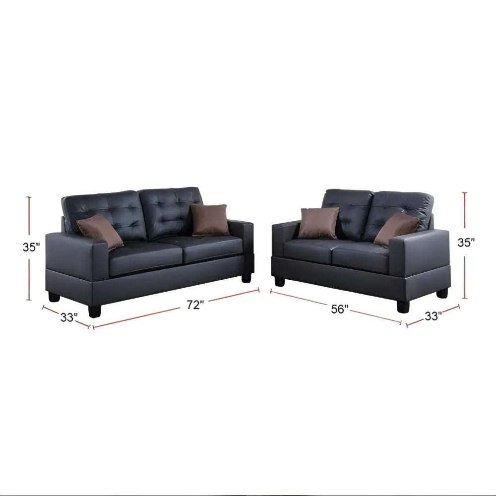 Luxury black faux leather sofa set for contemporary elegance $1,299 furniture specification product information item