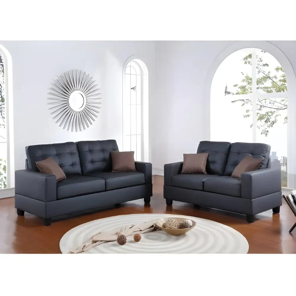 Luxury black faux leather sofa set for contemporary elegance $1,299 furniture specification product information item