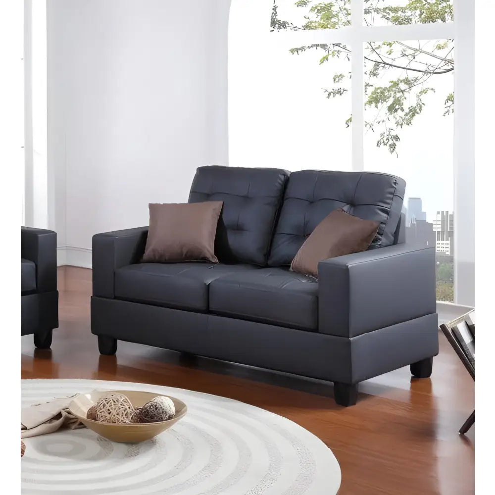 Luxury black faux leather sofa set for contemporary elegance $1,299 furniture specification product information item