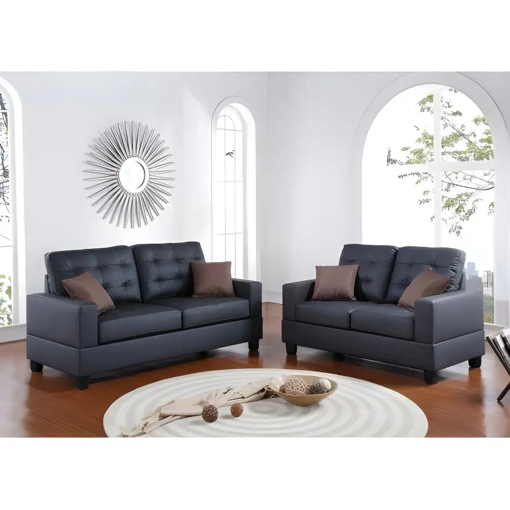 Luxury black faux leather sofa set for contemporary elegance $1,299 furniture specification product information item