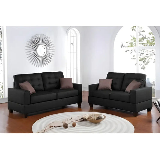 Luxury black faux leather sofa set for contemporary elegance $1,299 furniture specification product information item