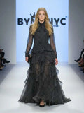 Long Black Polka Dot Evening Dress LENOX HILL: Prêt-à-Porter Line BYMANYC ® New York