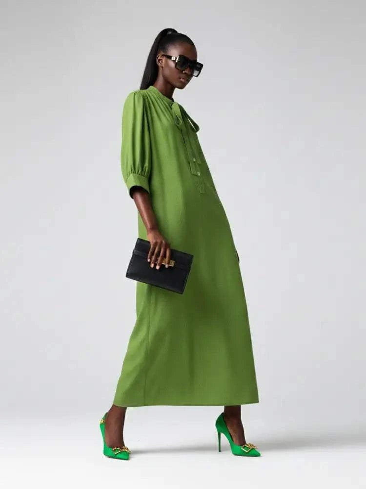 Long BRYANT Green Bow Dress Prêt-à-Porter BYMANYC ® New York