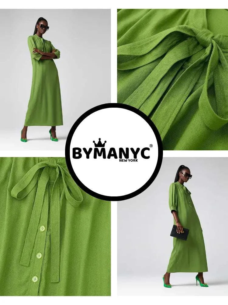 Long BRYANT Green Bow Dress Prêt-à-Porter BYMANYC ® New York