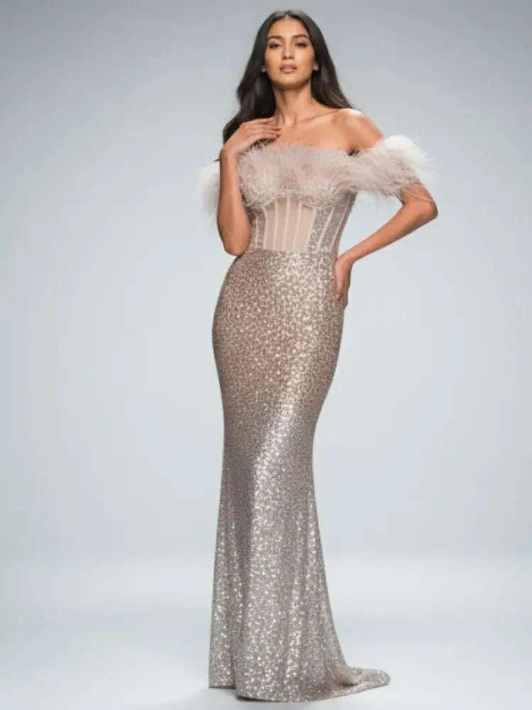 Long Nude Evening Dress CLINTON HILL: Prêt-à-Porter Line BYMANYC ® New York