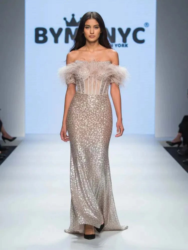 Long Nude Evening Dress CLINTON HILL: Prêt-à-Porter Line BYMANYC ® New York