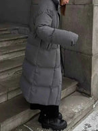 Longline Padded Winter Coat with Belted