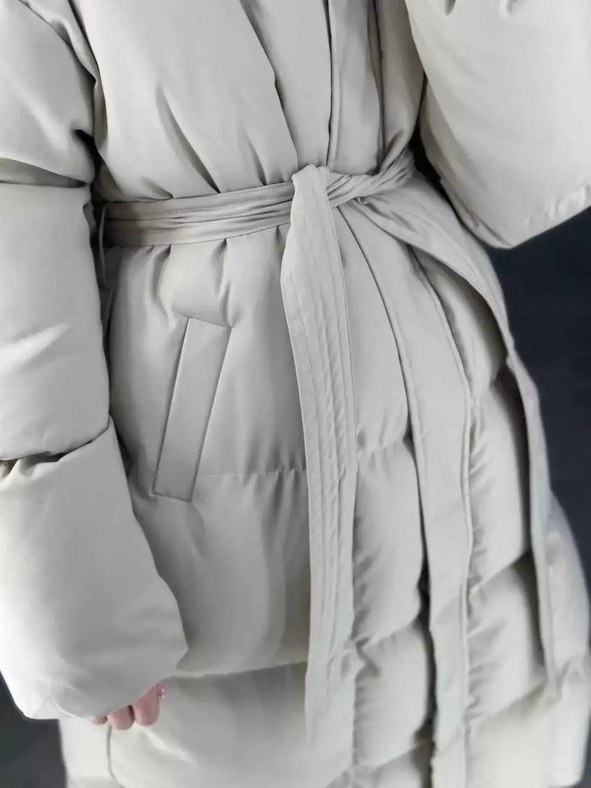 Longline Padded Winter Coat with Belted