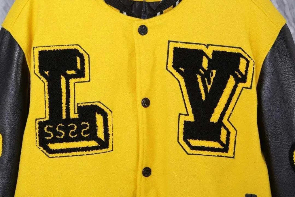 Louis Vuitton Black & Yellow Varsity Jacket - Maven Couture Inc