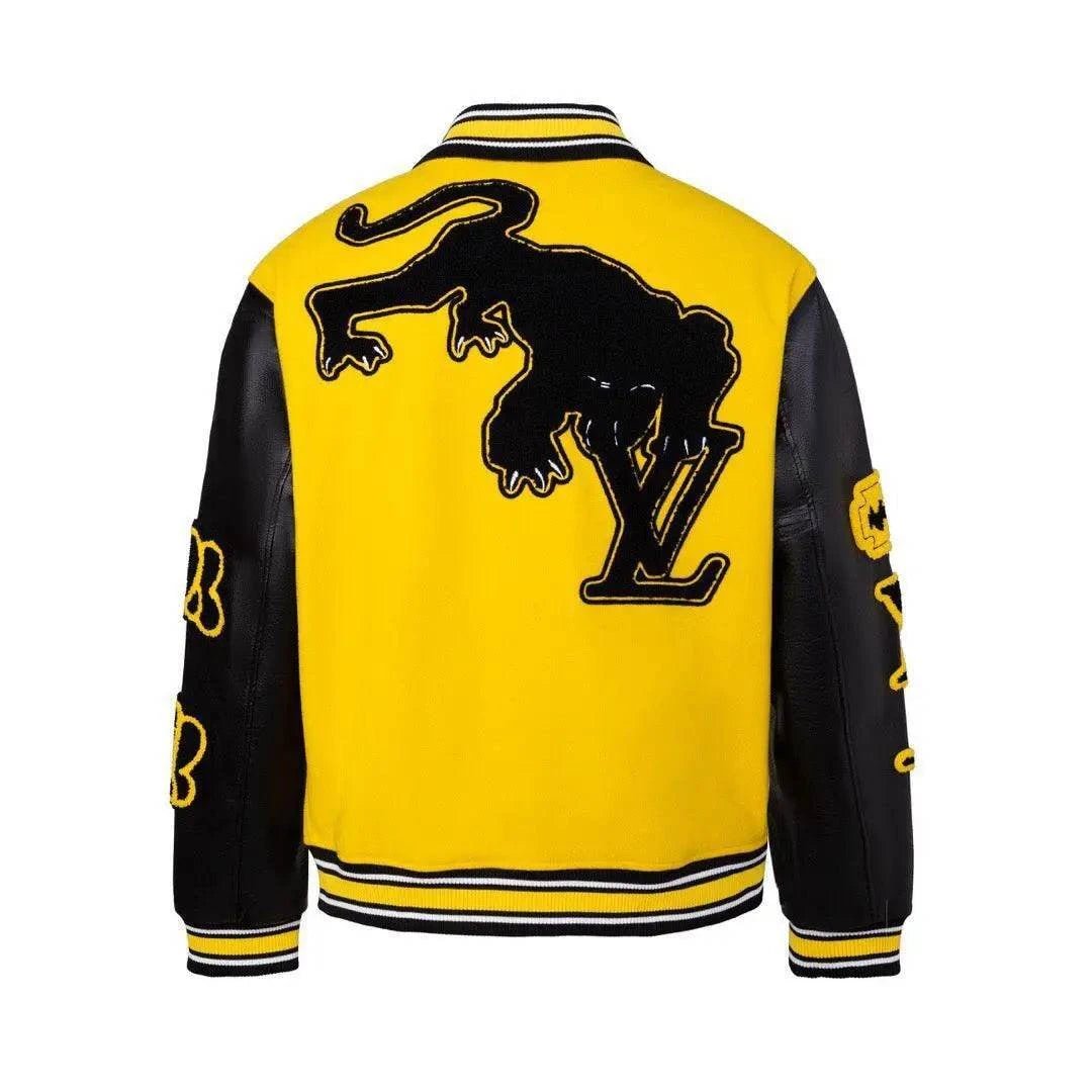 Louis Vuitton Black & Yellow Varsity Jacket - Maven Couture Inc