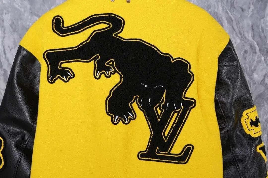 Louis Vuitton Black & Yellow Varsity Jacket - Maven Couture Inc
