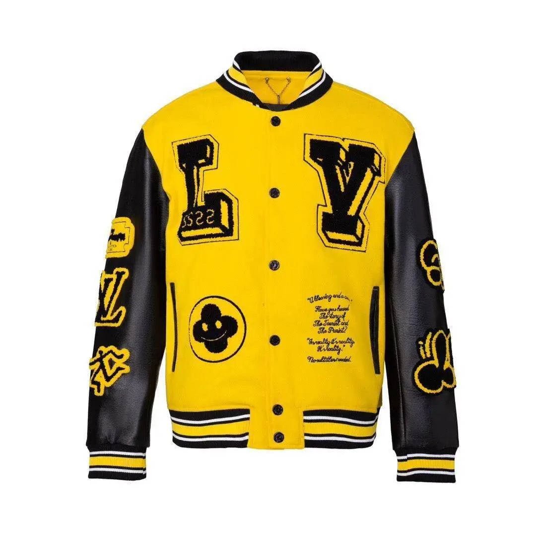 Louis Vuitton Black & Yellow Varsity Jacket - Maven Couture Inc