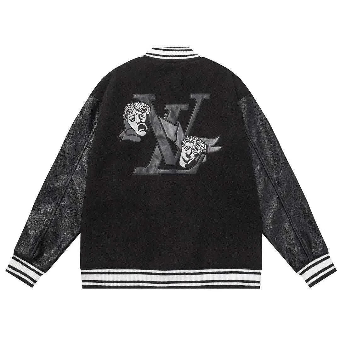 Louis Vuitton Jacket Monogram Embossed Leather Melton Wool - Maven Couture Inc